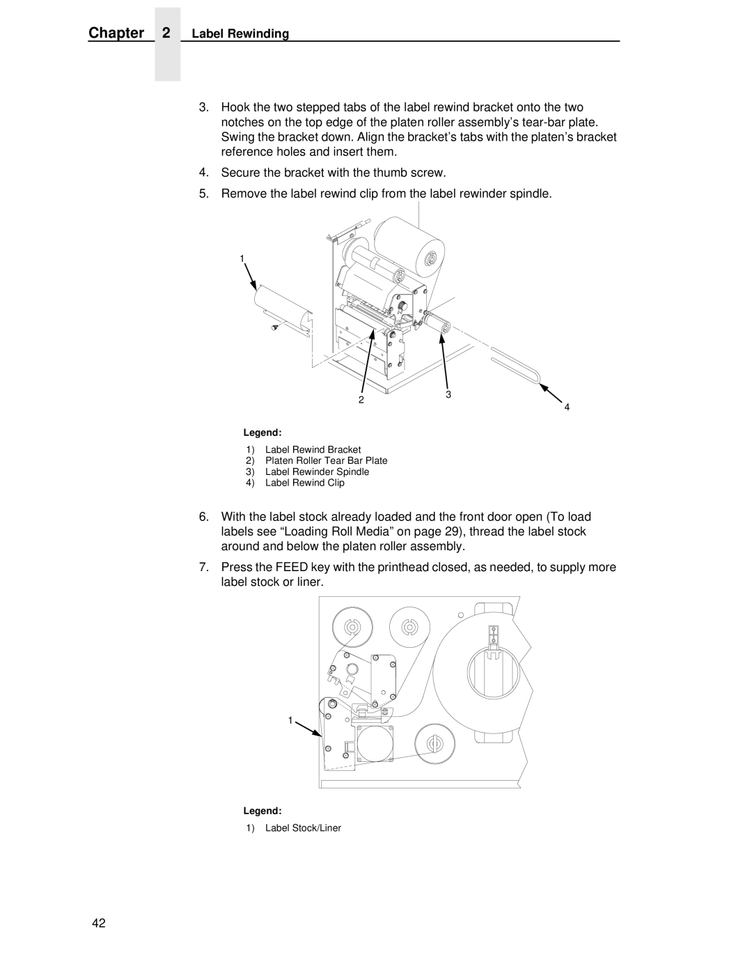 Printronix T4204 manual Label Rewinding 