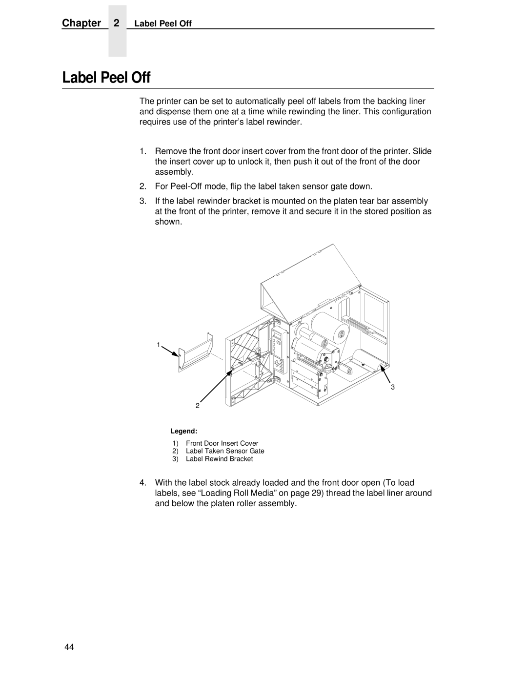 Printronix T4204 manual Label Peel Off 