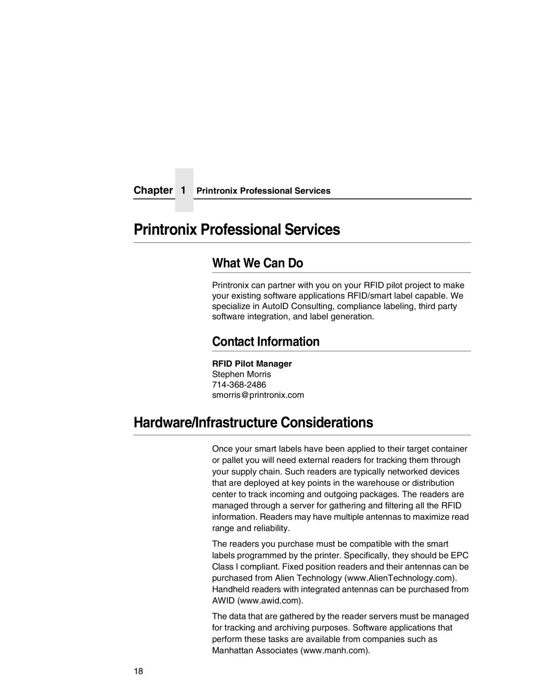 Printronix T5000 setup guide Printronix Professional Services, Hardware/Infrastructure Considerations, What We Can Do 