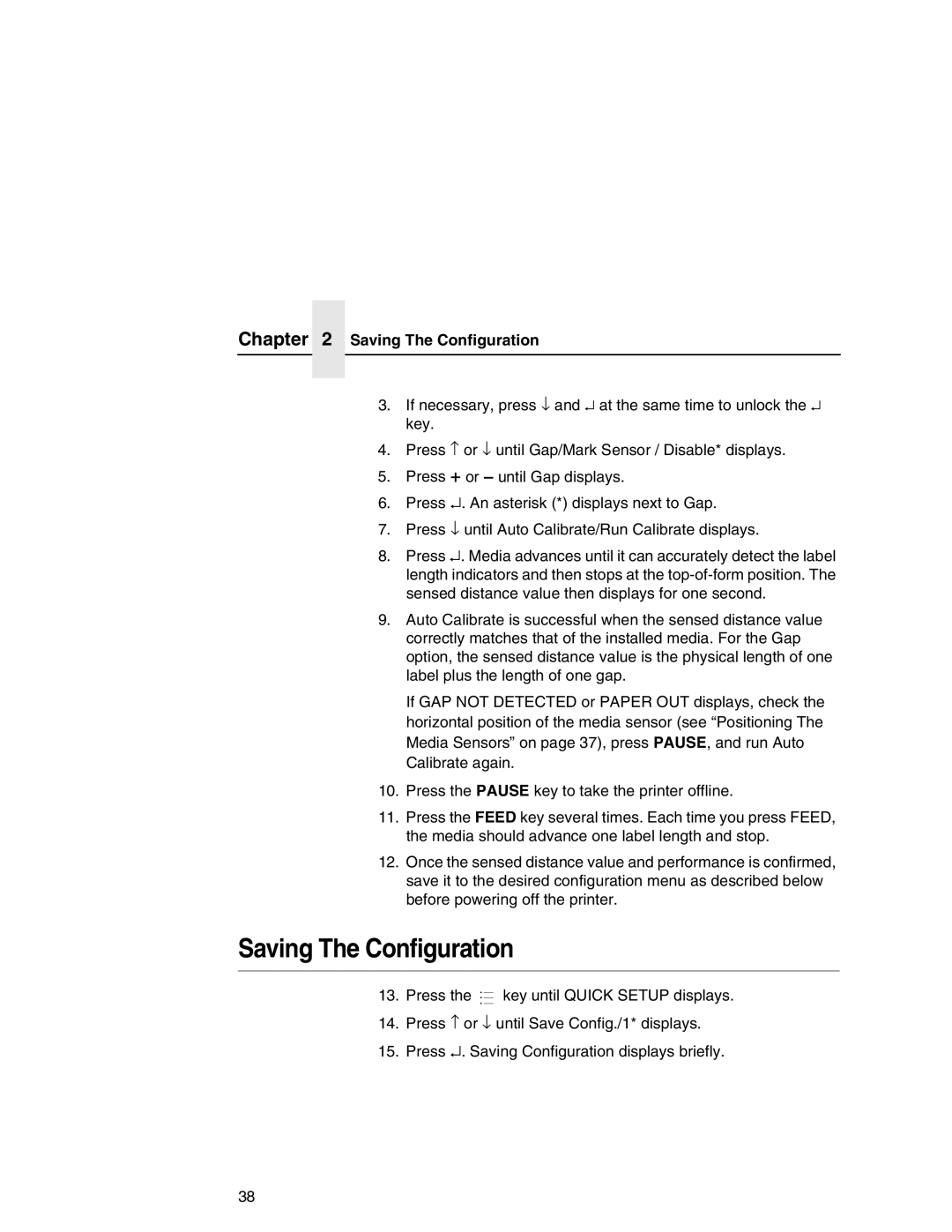 Printronix T5000 setup guide Saving The Configuration 