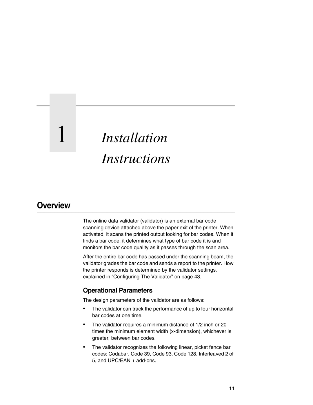 Printronix T5000e Series user manual Overview, Operational Parameters 