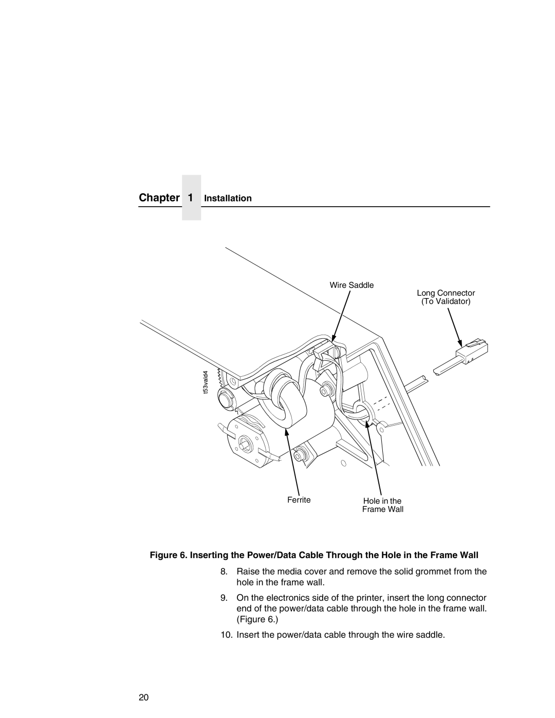 Printronix T5000e Series user manual Wire Saddle Long Connector To Validator Ferrite 