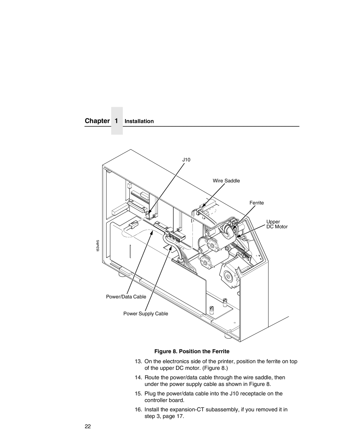 Printronix T5000e Series user manual Position the Ferrite 