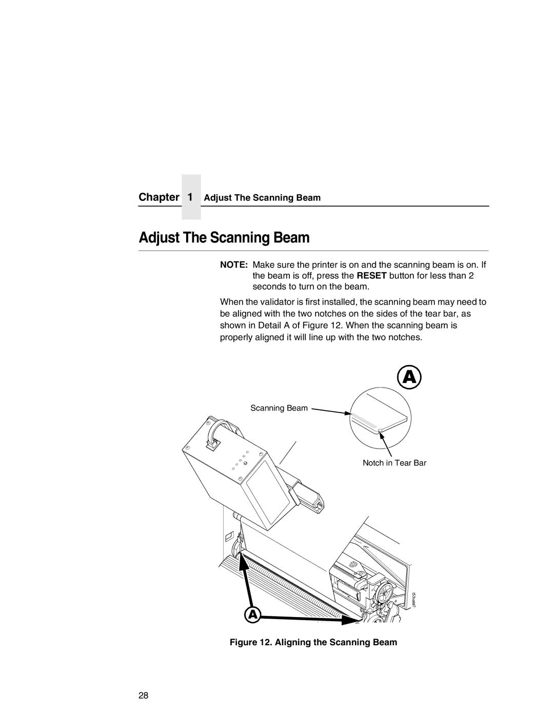 Printronix T5000e Series user manual Adjust The Scanning Beam 