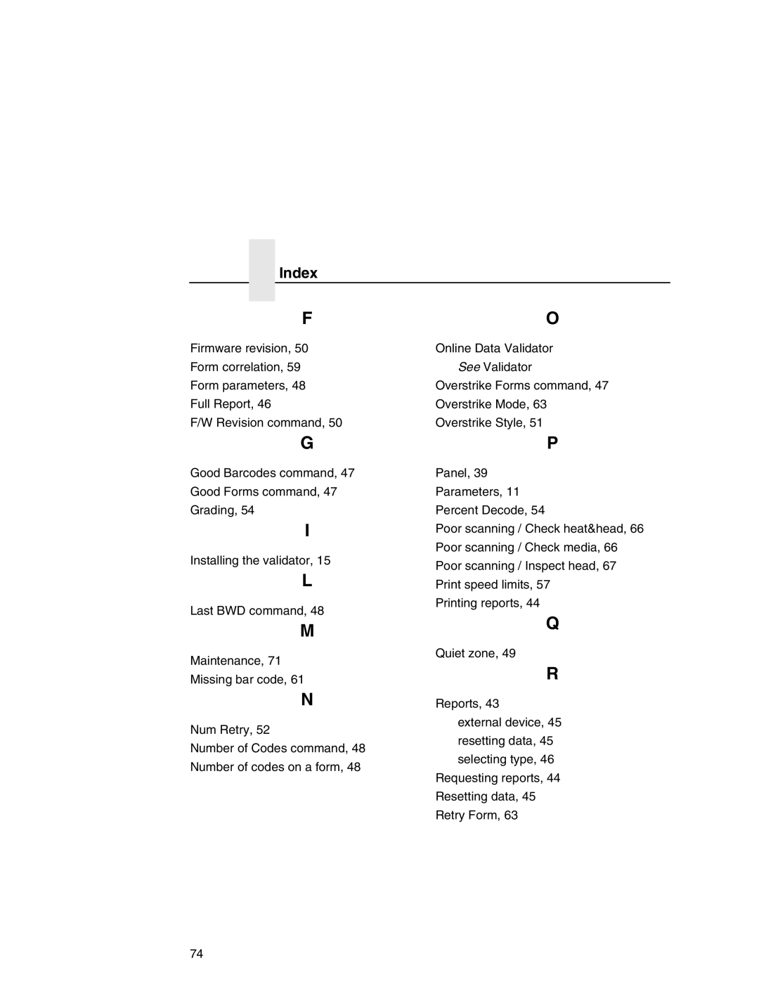 Printronix T5000e Series user manual Index 