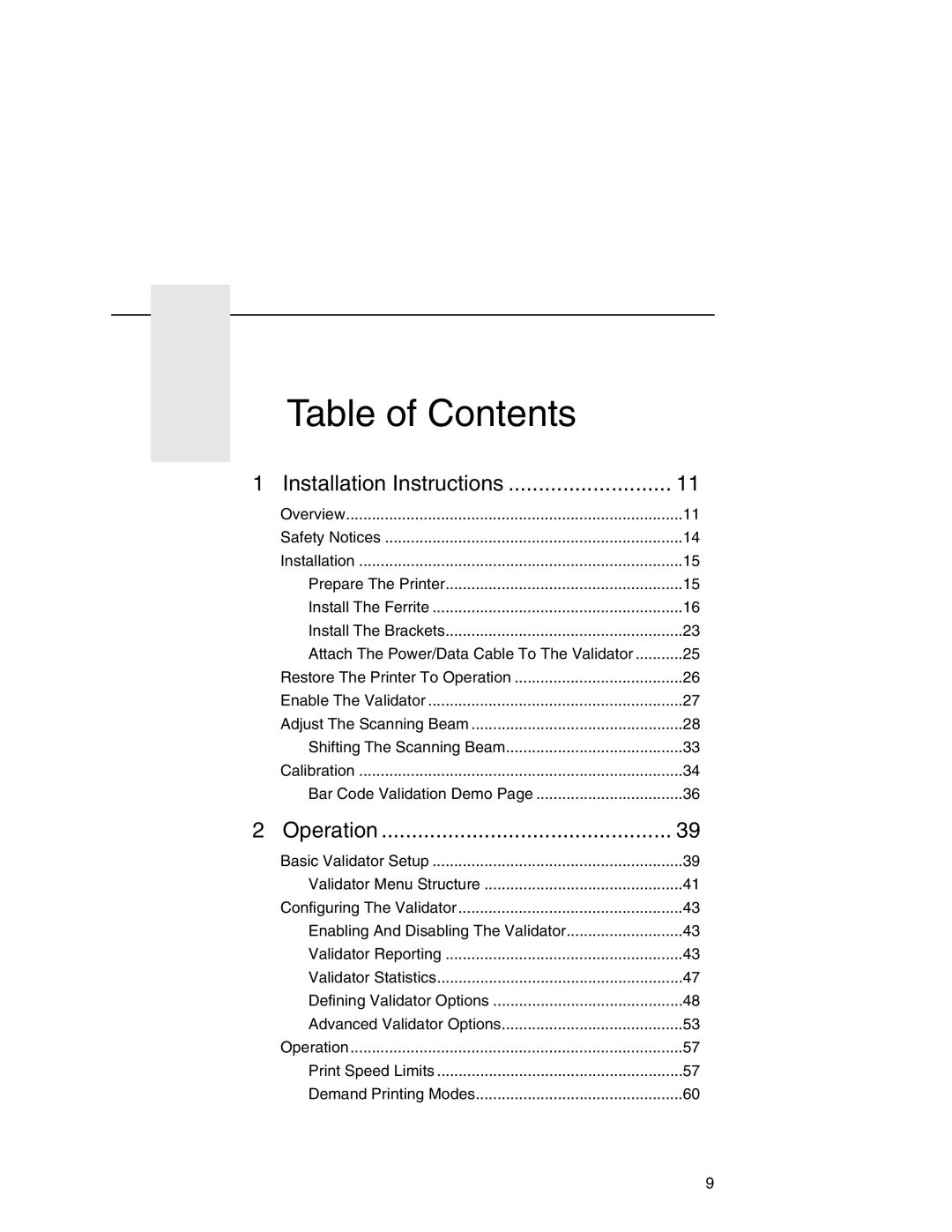 Printronix T5000e Series user manual Table of Contents 