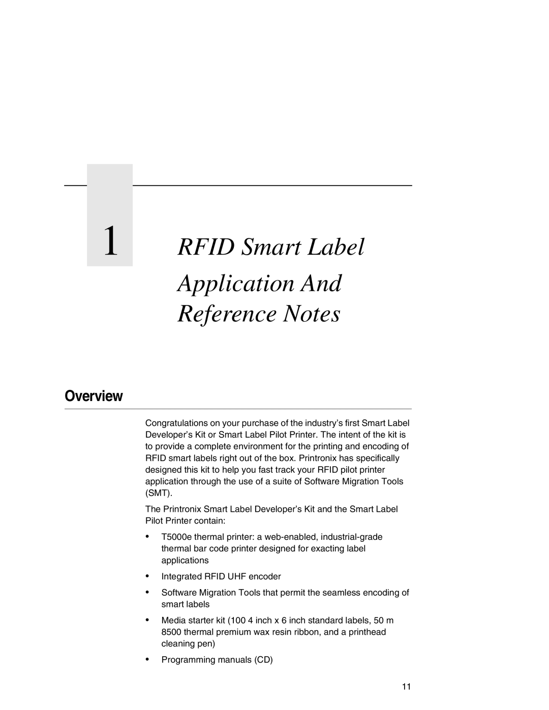 Printronix T5000e setup guide Rfid Smart Label Application Reference Notes, Overview 