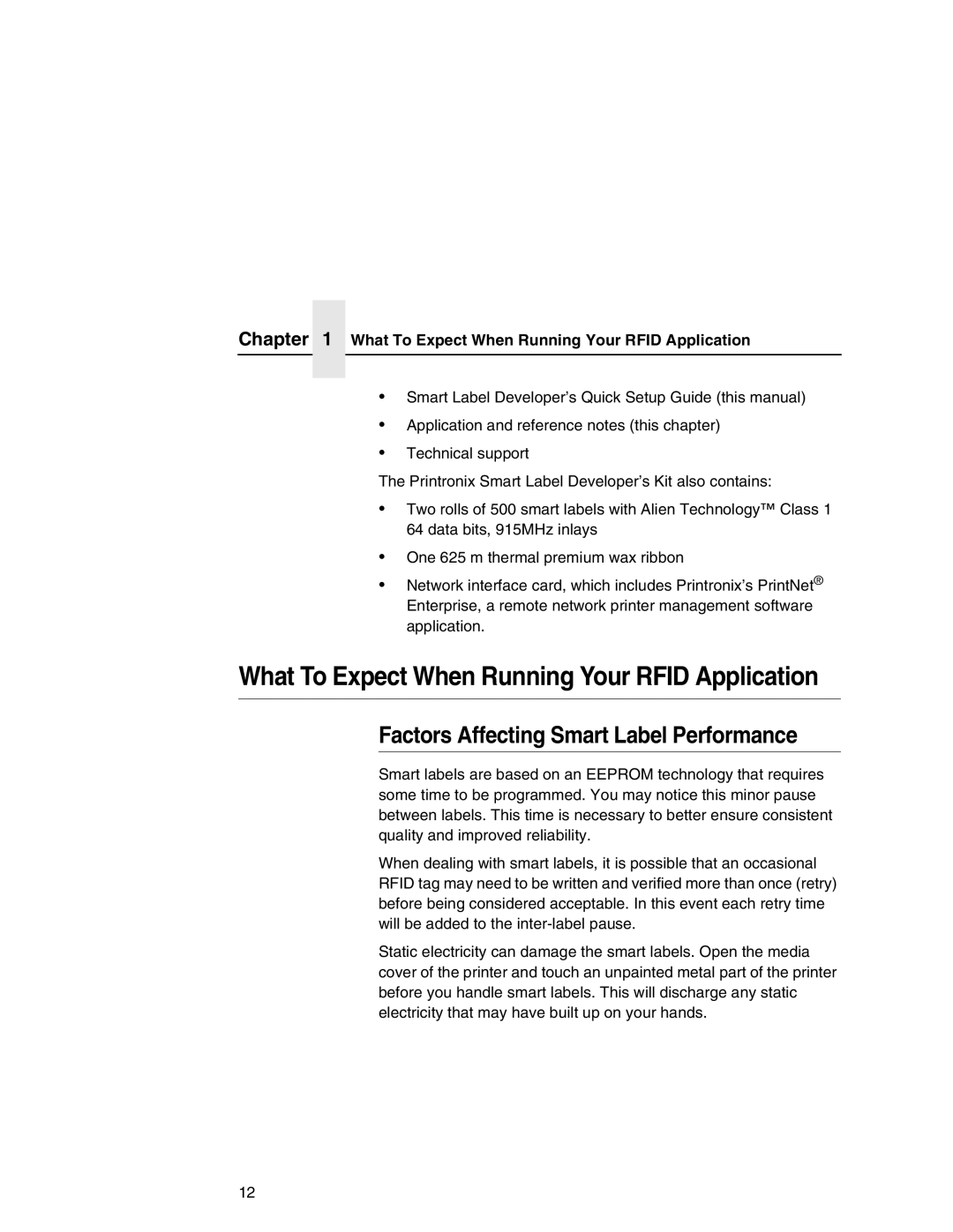 Printronix T5000e setup guide What To Expect When Running Your Rfid Application, Factors Affecting Smart Label Performance 