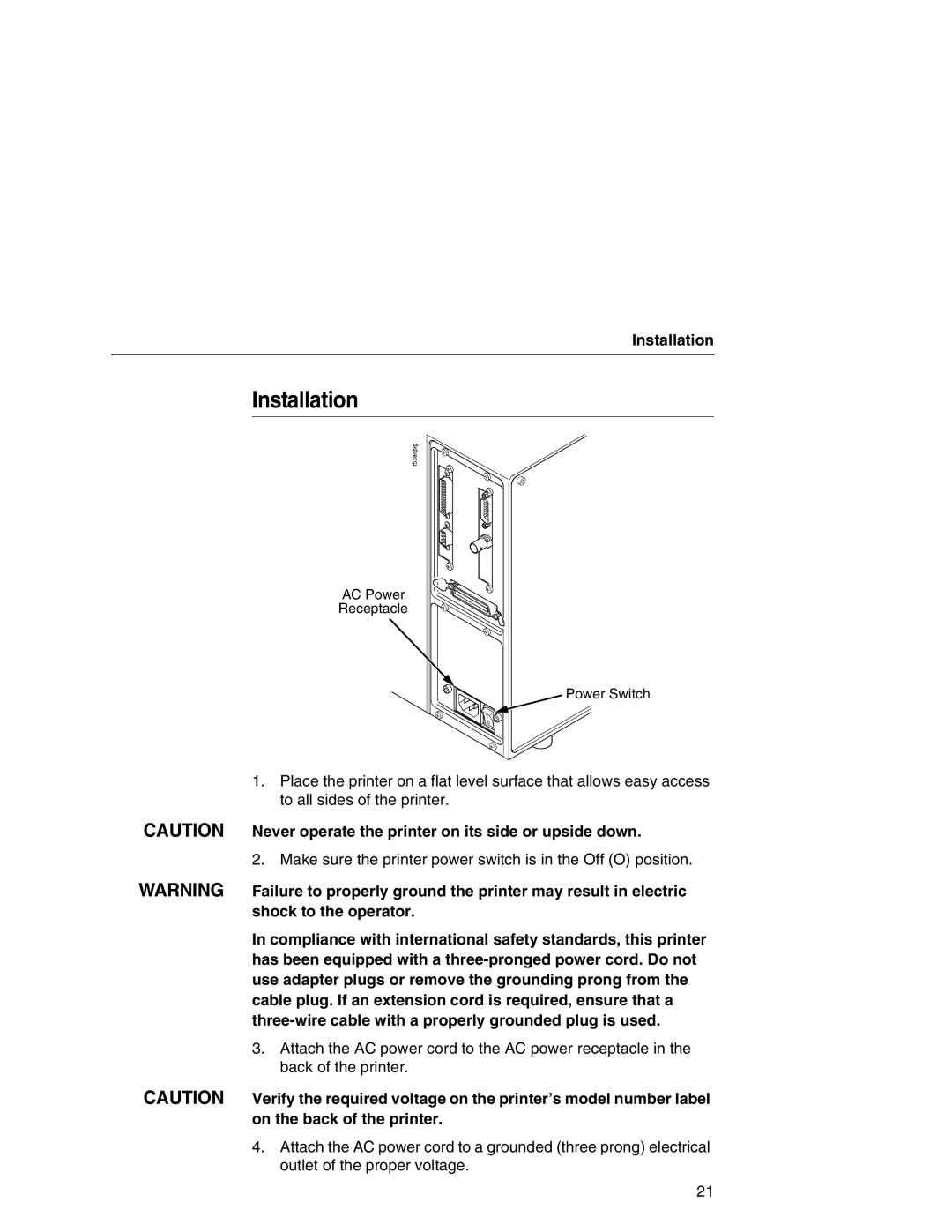 Printronix T5000e setup guide Installation 