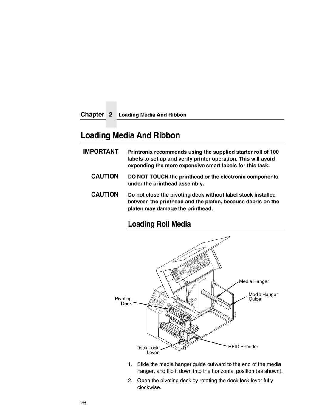 Printronix T5000e setup guide Loading Media And Ribbon, Loading Roll Media 