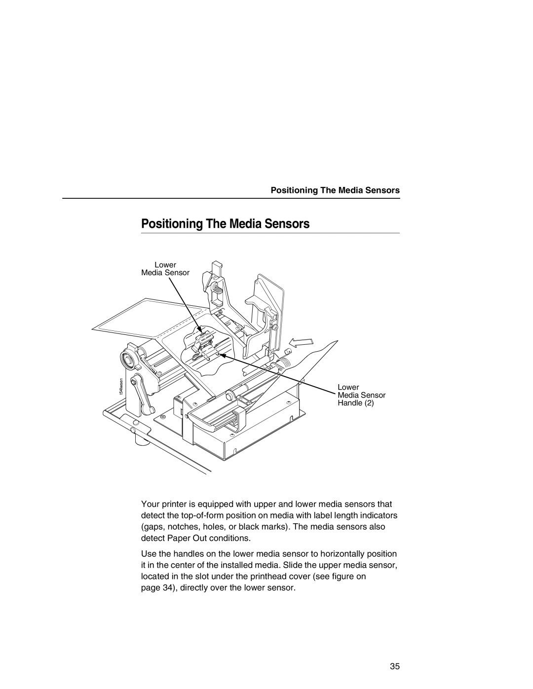 Printronix T5000e setup guide Positioning The Media Sensors 