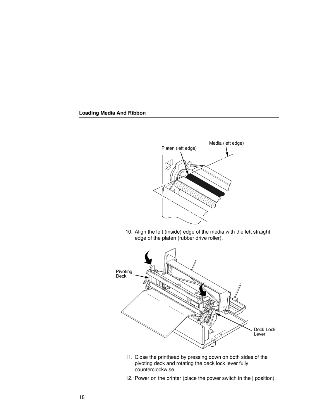 Printronix T5000e setup guide Media left edge Platen left edge 