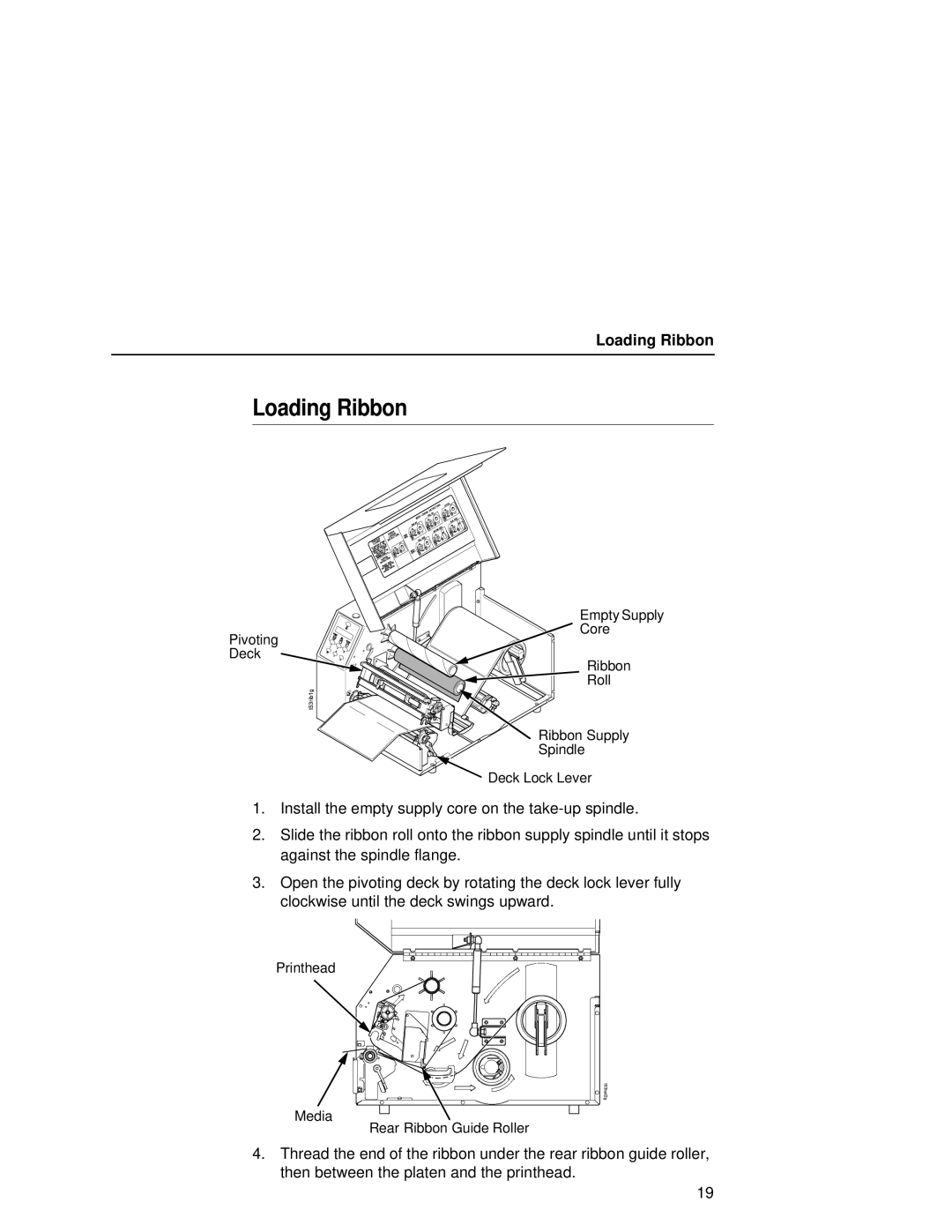 Printronix T5000e setup guide Loading Ribbon 