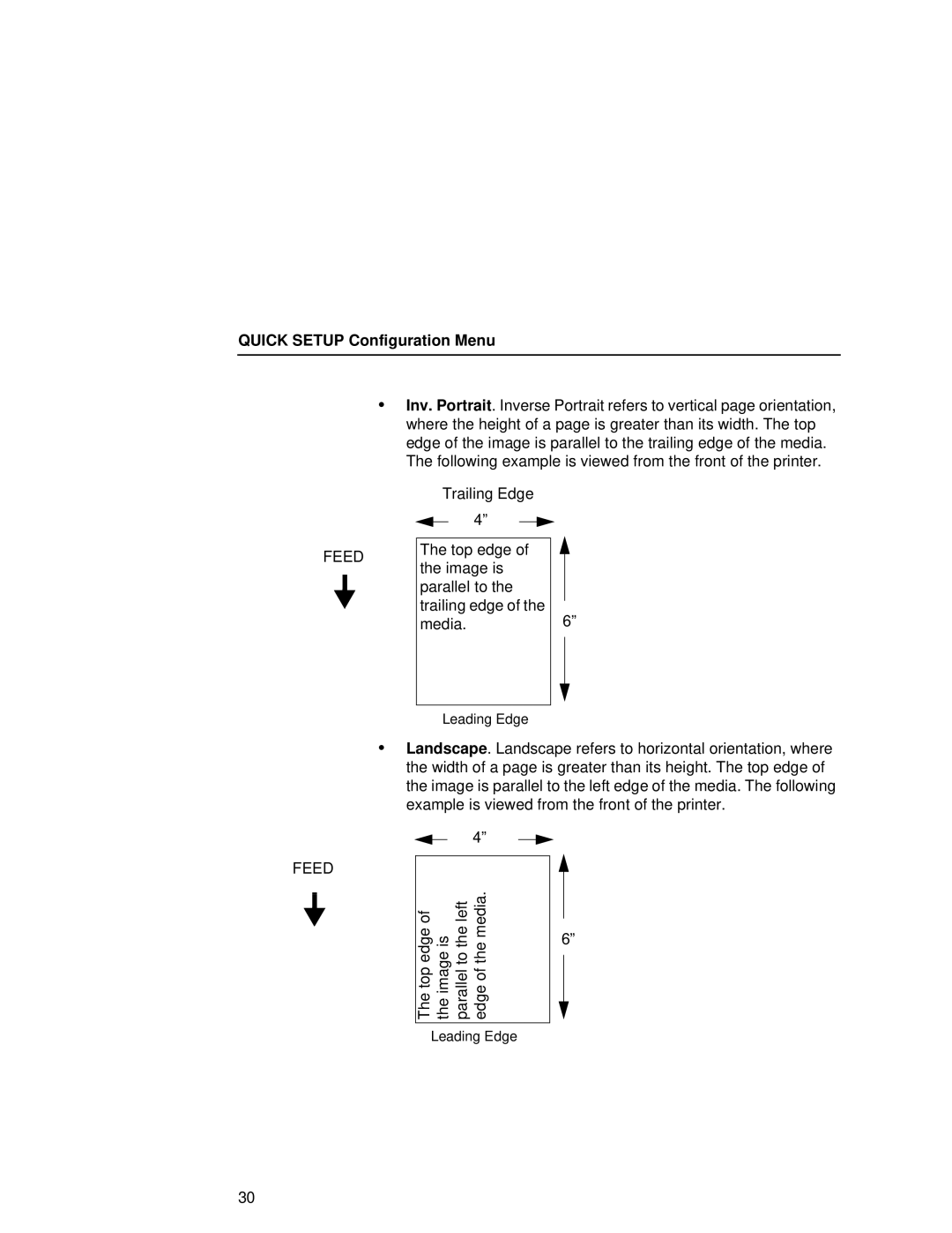 Printronix T5000e setup guide Top edge Image is Parallel to Trailing edge Media 