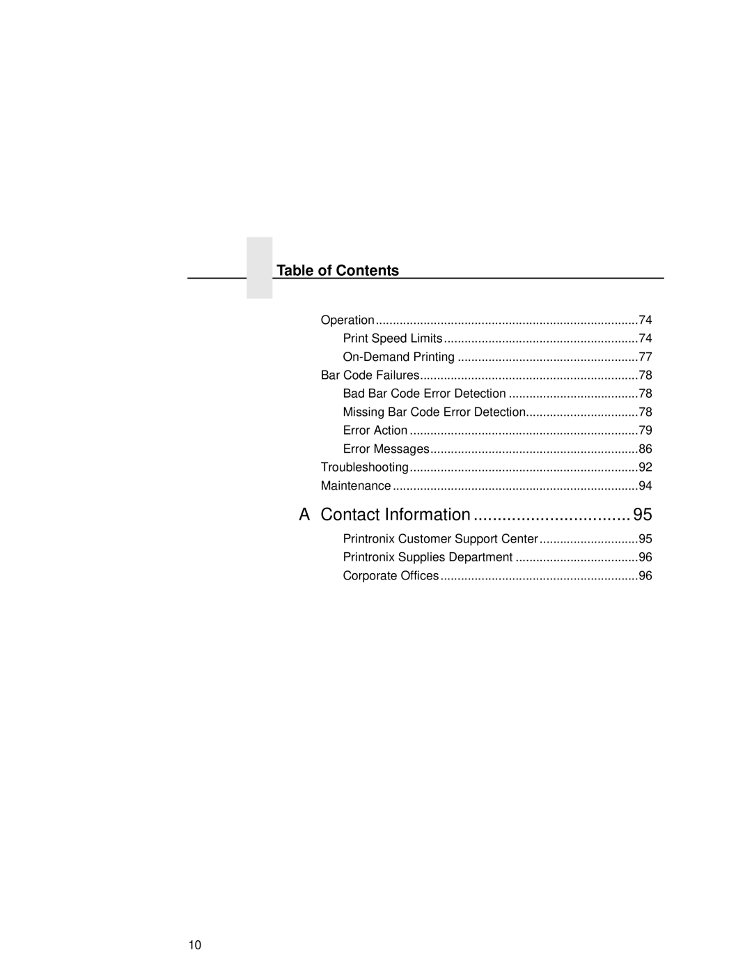 Printronix T5000R user manual Contact Information 