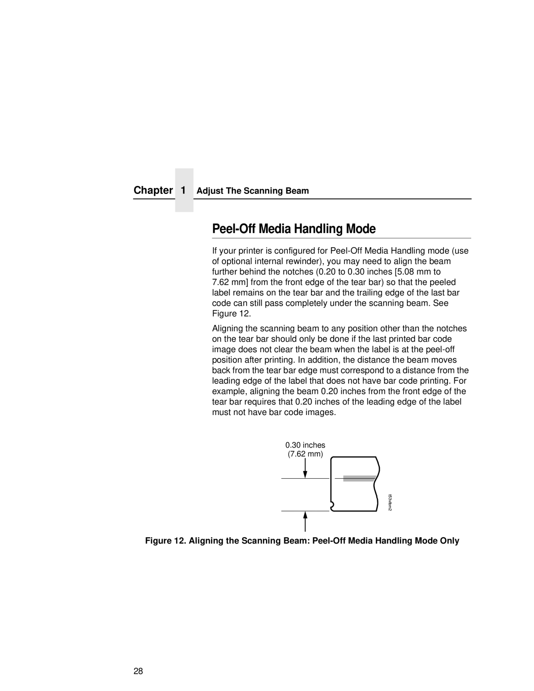 Printronix T5000R user manual Peel-Off Media Handling Mode, Adjust The Scanning Beam 