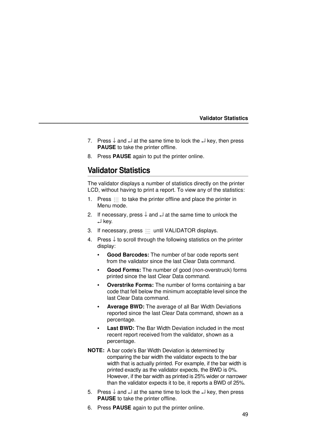 Printronix T5000R user manual Validator Statistics 