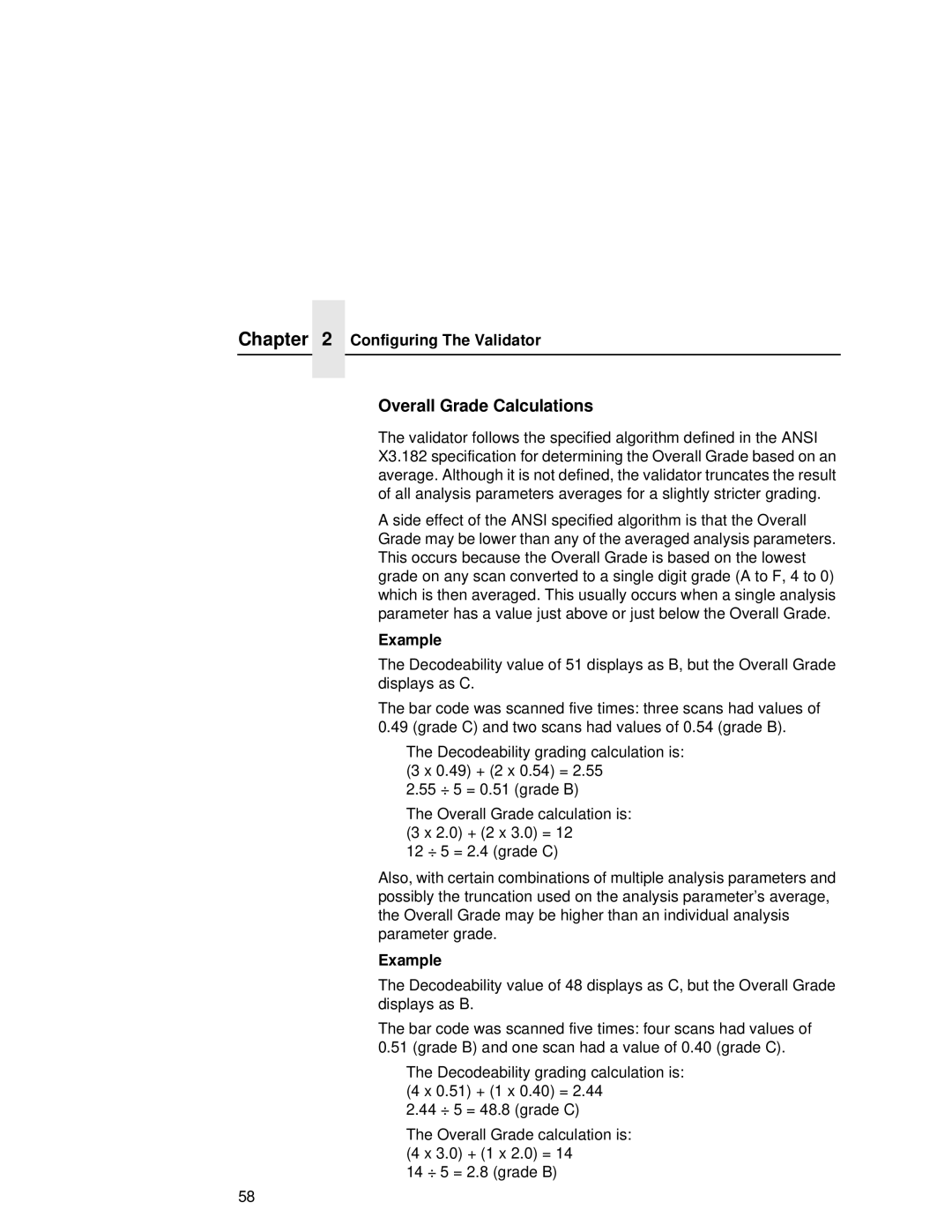 Printronix T5000R user manual Overall Grade Calculations, Example 