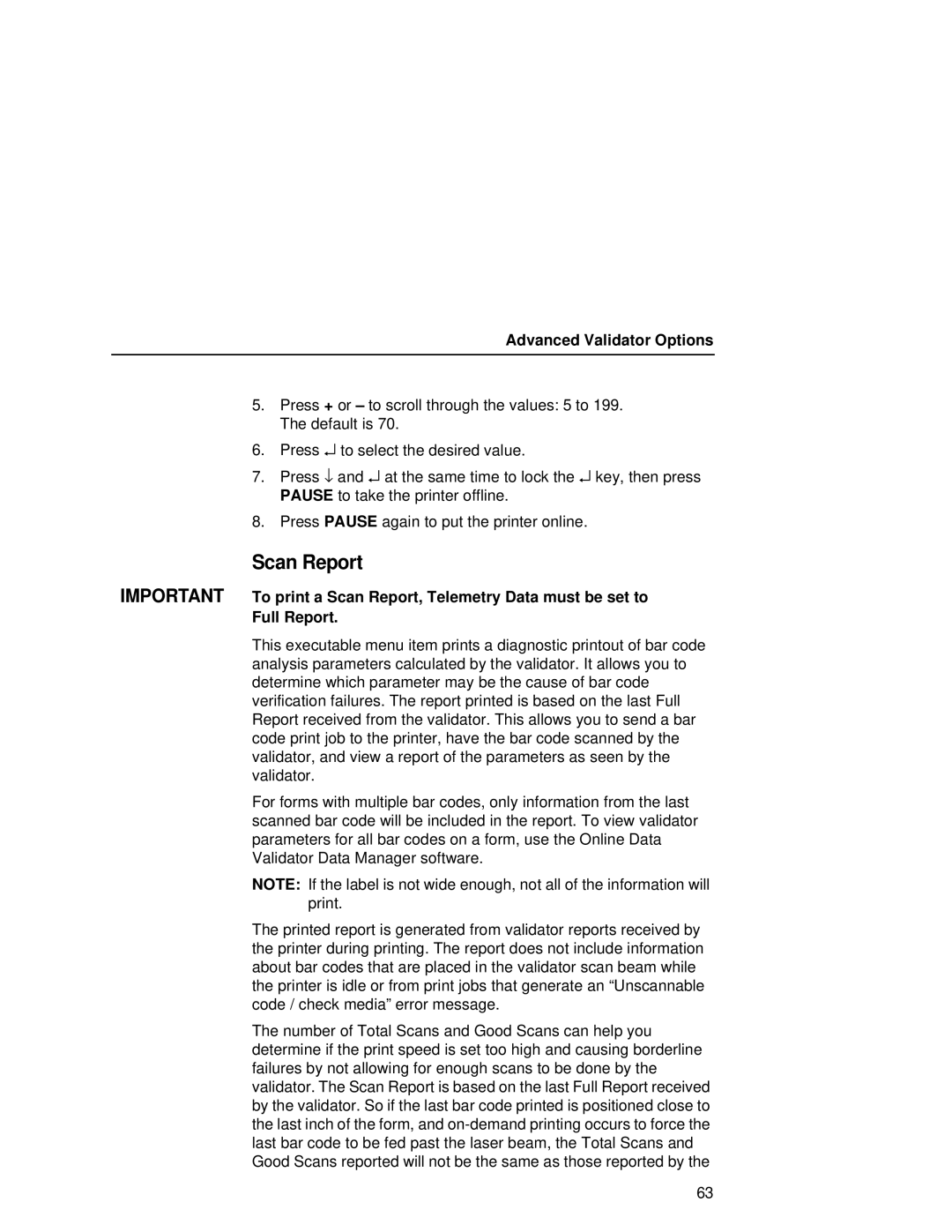 Printronix T5000R user manual Scan Report 