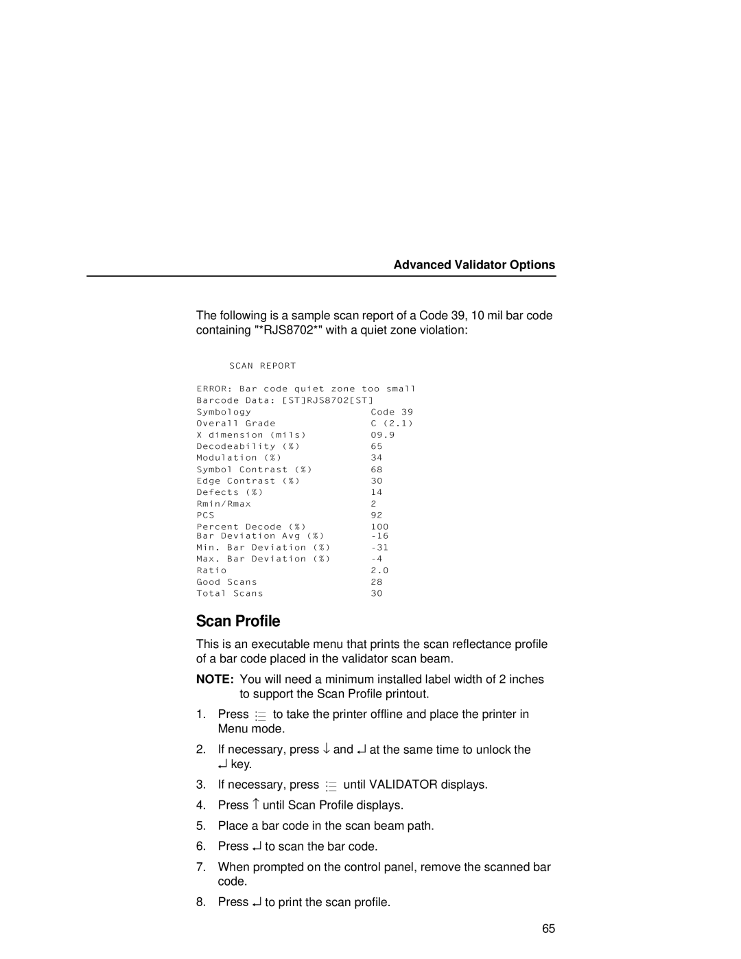 Printronix T5000R user manual Advanced Validator Options 