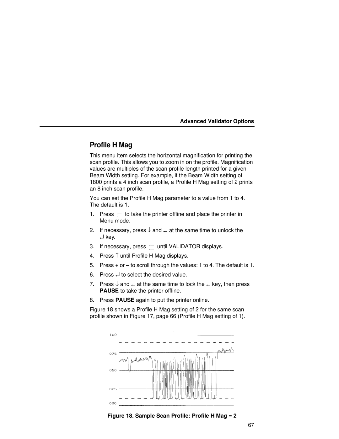 Printronix T5000R user manual Sample Scan Profile Profile H Mag = 