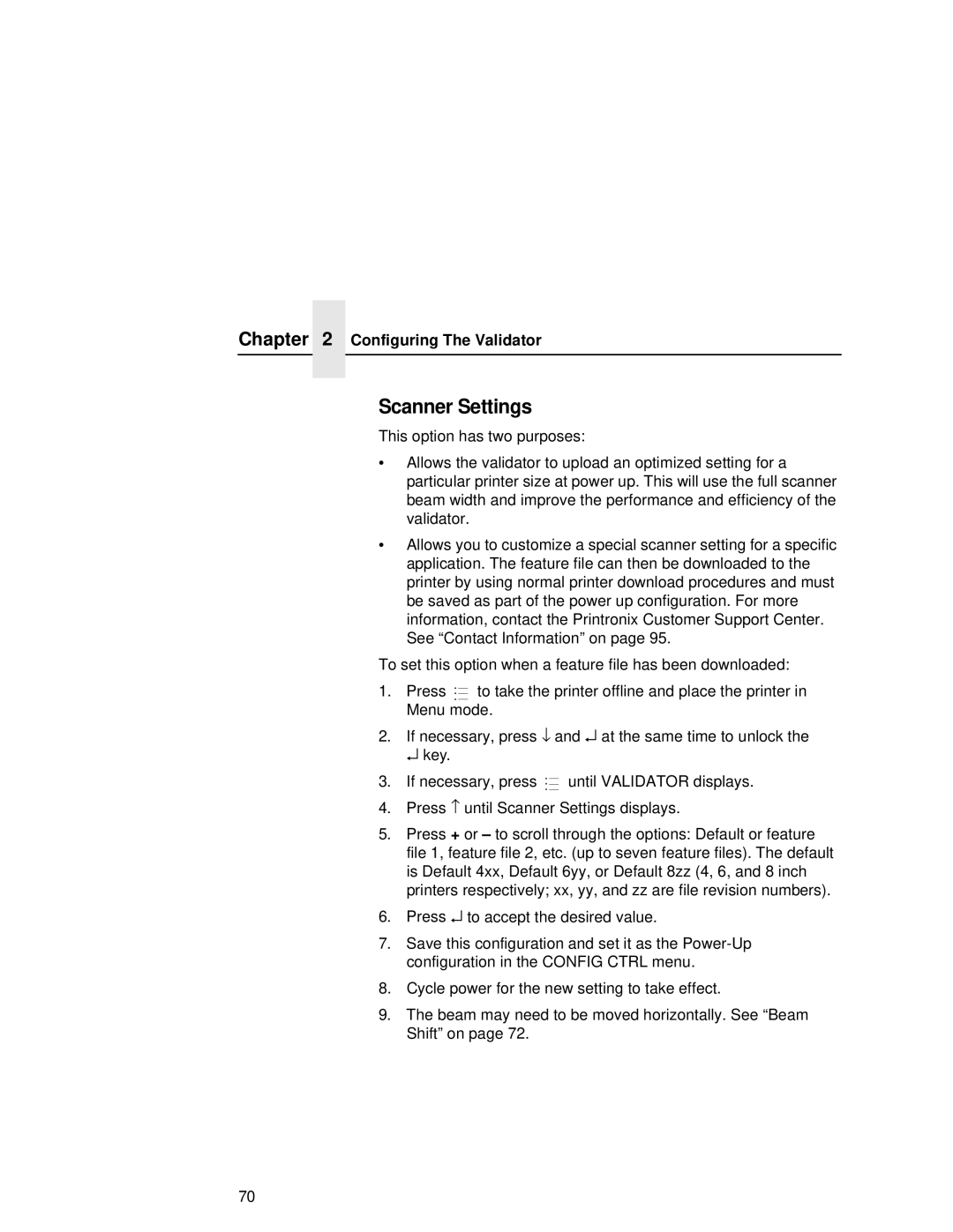 Printronix T5000R user manual Scanner Settings 