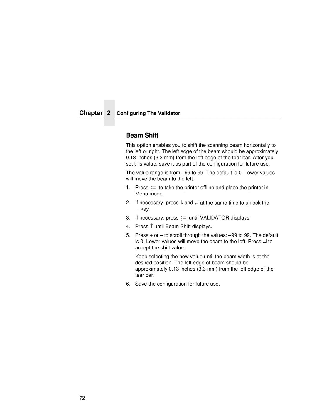 Printronix T5000R user manual Beam Shift 