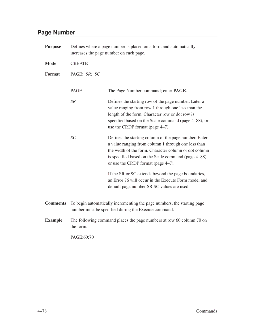 Printronix ThermaLine Series manual Number, Sr Sc 