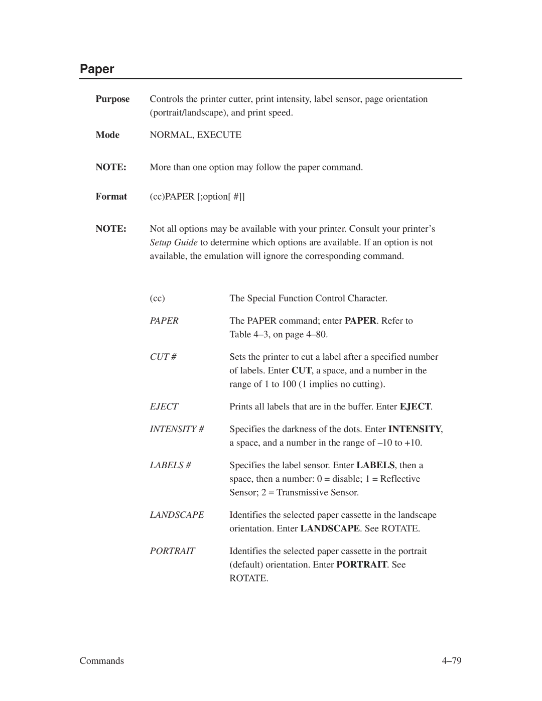 Printronix ThermaLine Series manual Paper 