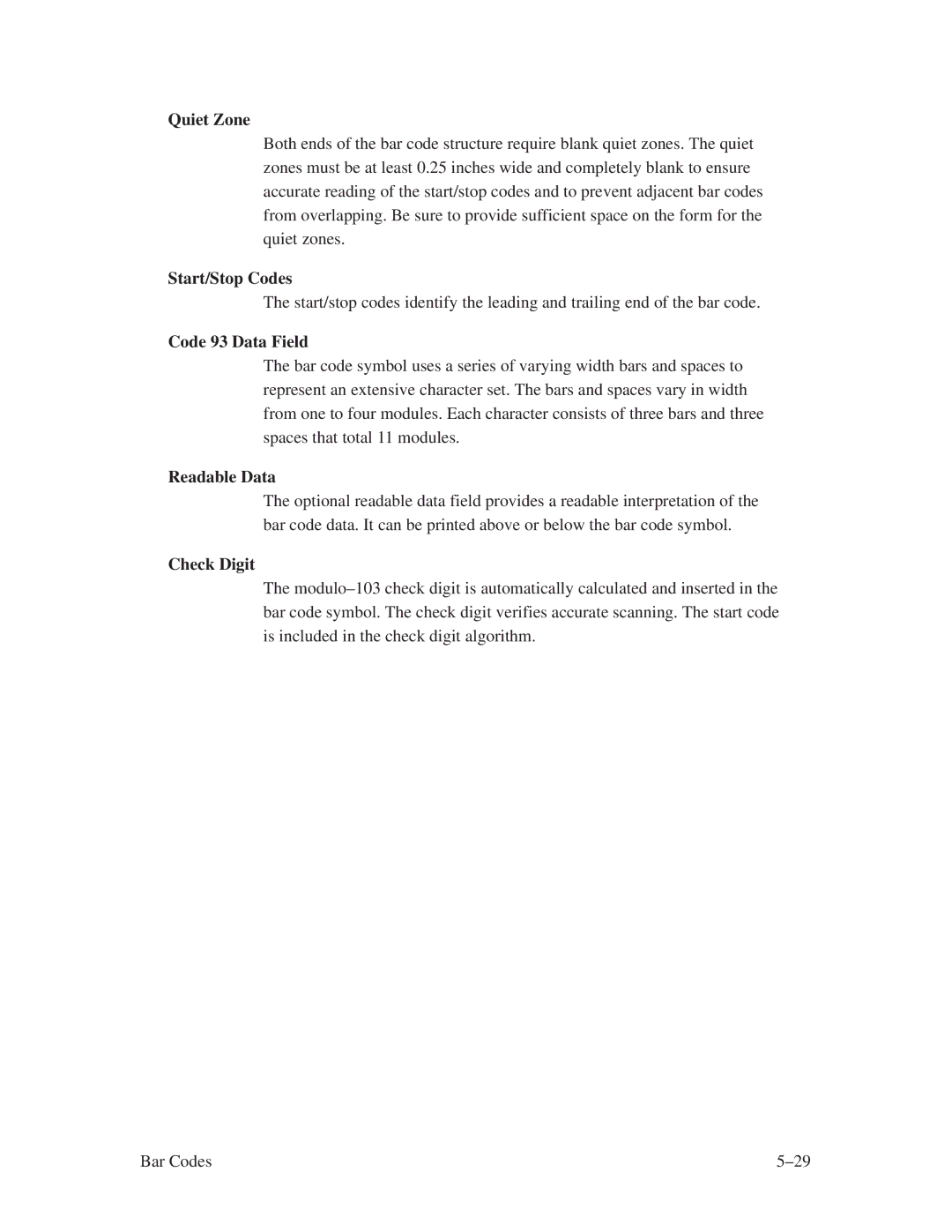 Printronix ThermaLine Series manual Quiet Zone, Code 93 Data Field 