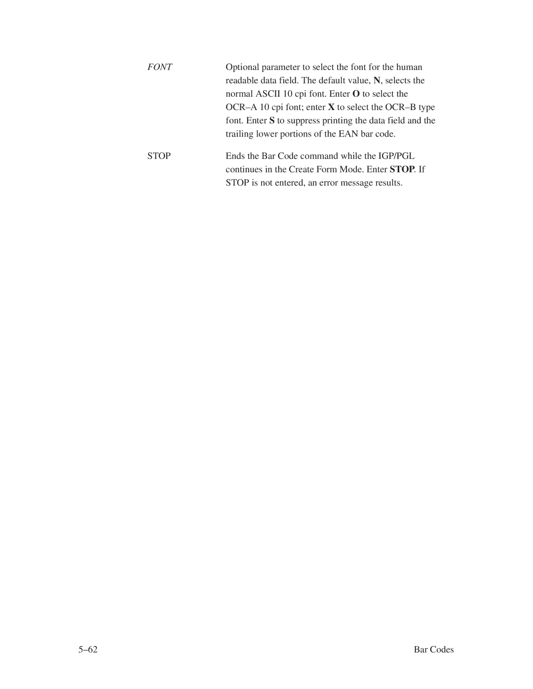 Printronix ThermaLine Series manual Readable data field. The default value, N, selects 