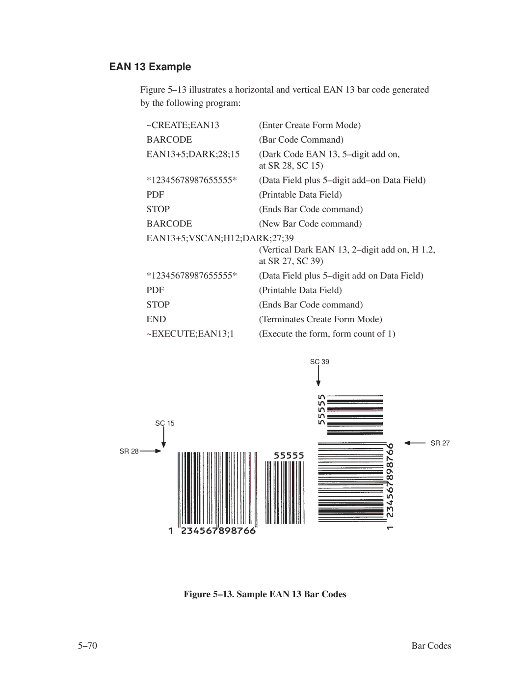 Printronix ThermaLine Series manual EAN 13 Example, ~CREATEEAN13, ~EXECUTEEAN131 