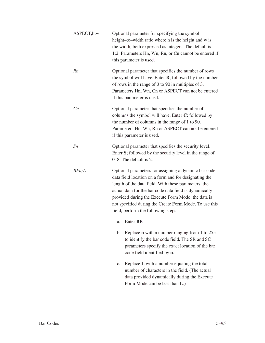 Printronix ThermaLine Series manual This parameter is used 