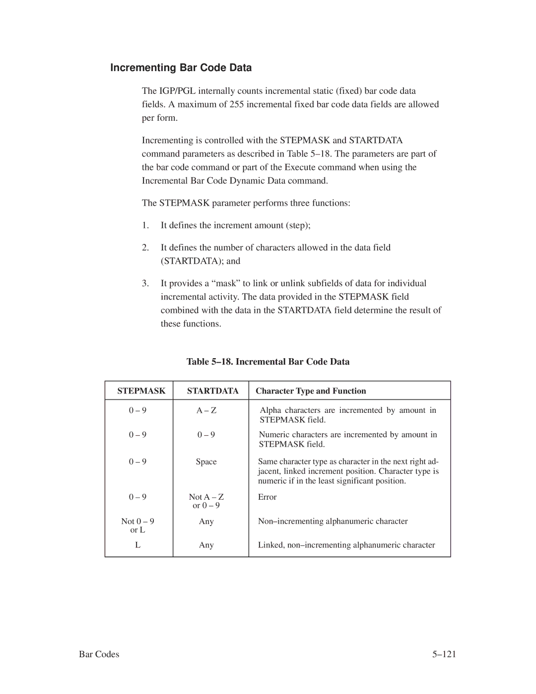 Printronix ThermaLine Series manual Incrementing Bar Code Data, ±18. Incremental Bar Code Data 