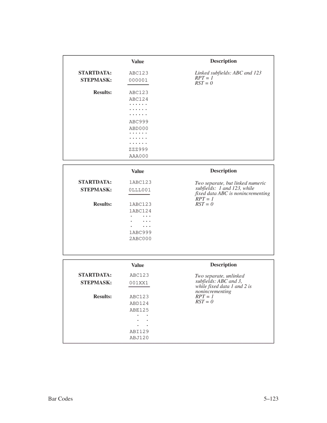 Printronix ThermaLine Series manual Bar Codes ±123 