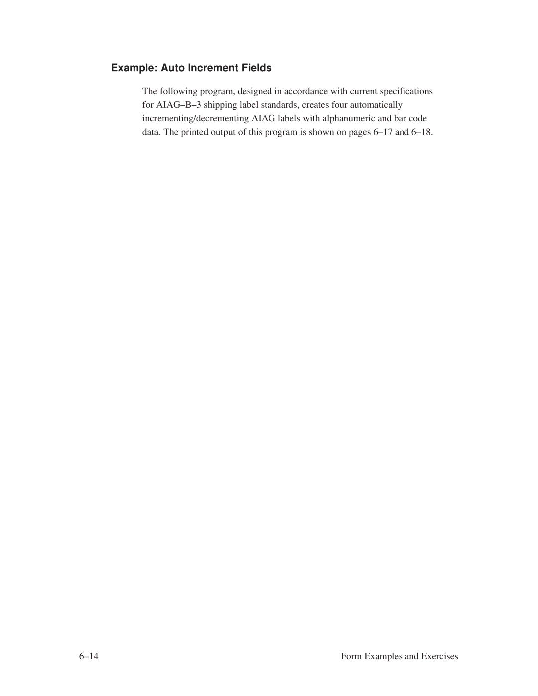 Printronix ThermaLine Series manual Example Auto Increment Fields 