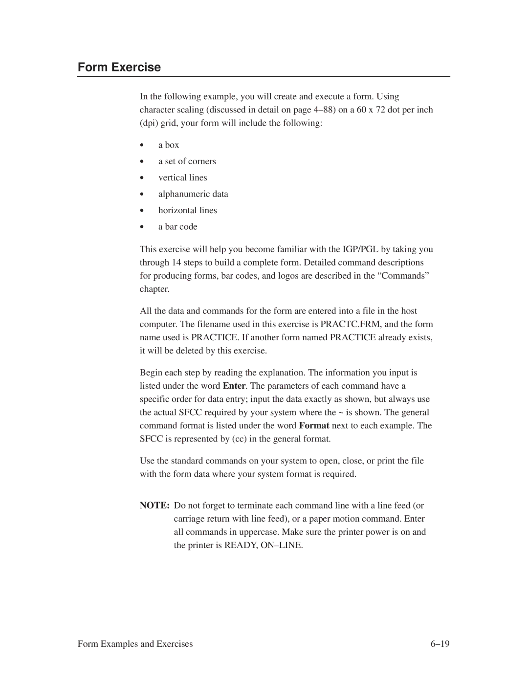 Printronix ThermaLine Series manual Form Exercise 