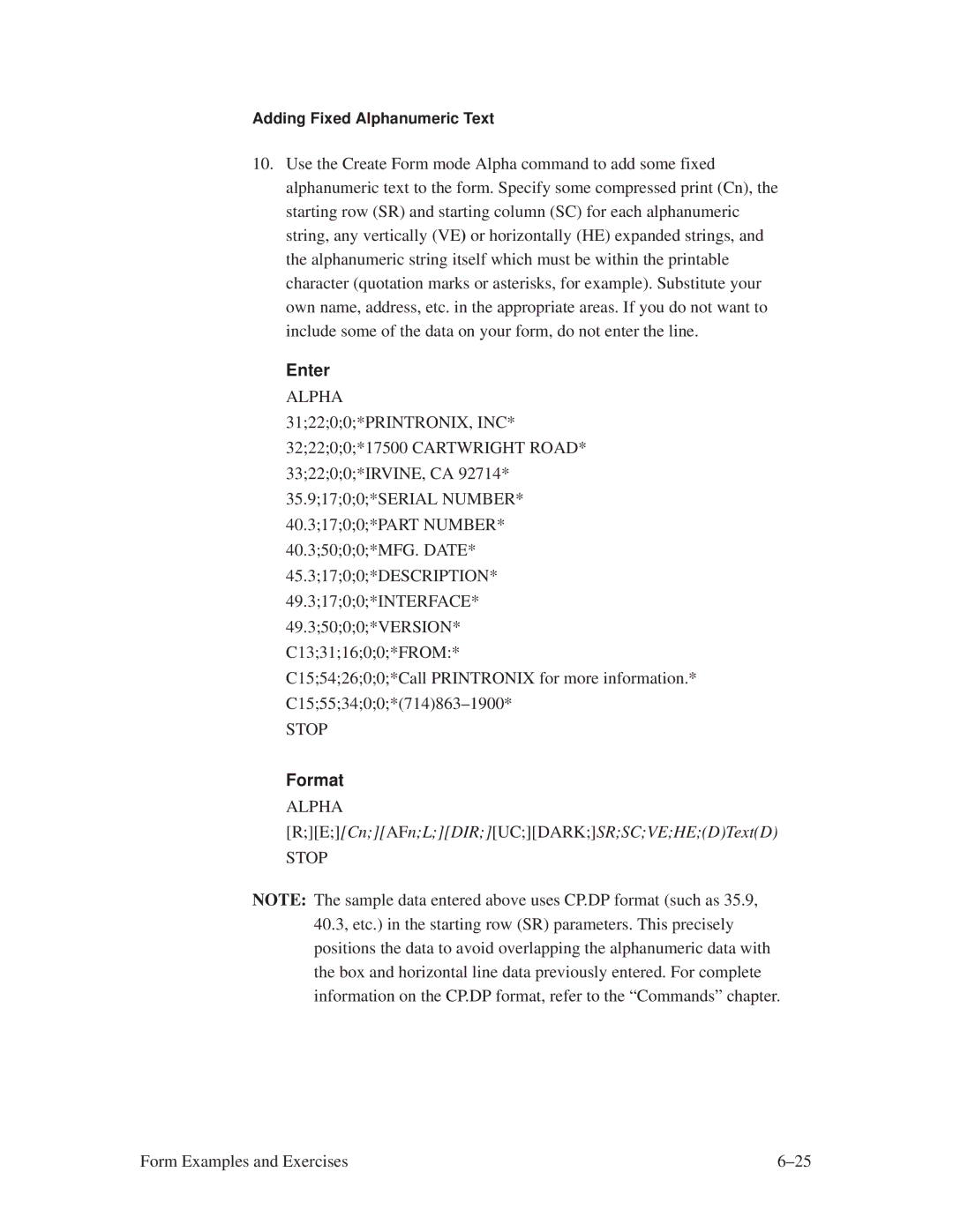 Printronix ThermaLine Series manual Enter, RECnAFnLDIRUCDARKSRSCVEHEDTextD 