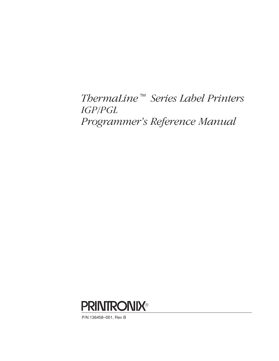 Printronix ThermaLine Series manual 136458±001, Rev B 