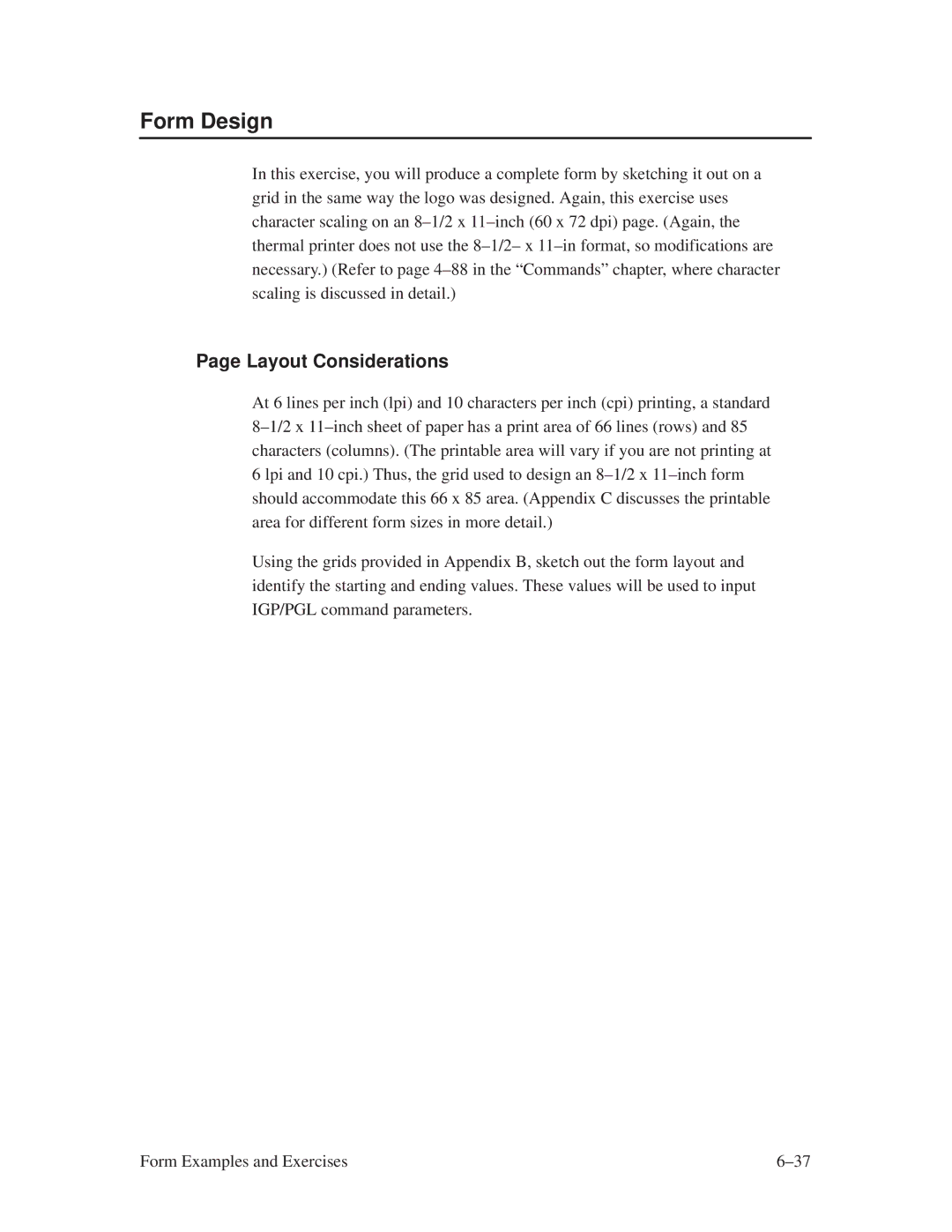 Printronix ThermaLine Series manual Form Design, Layout Considerations 