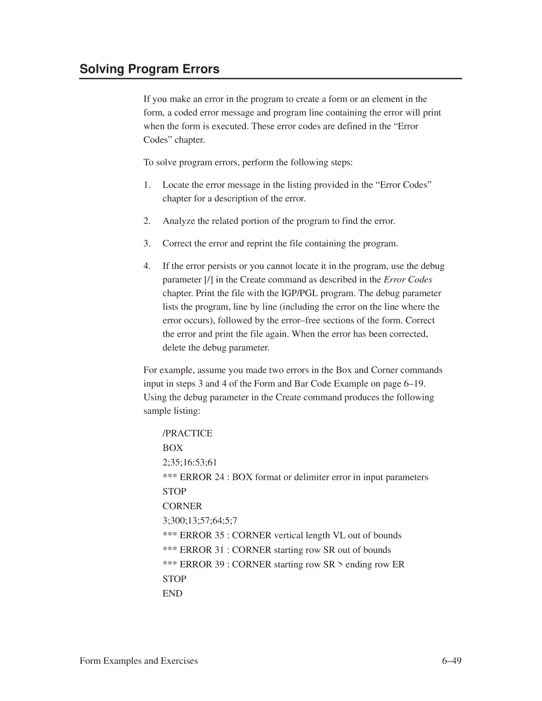 Printronix ThermaLine Series manual Solving Program Errors, End 