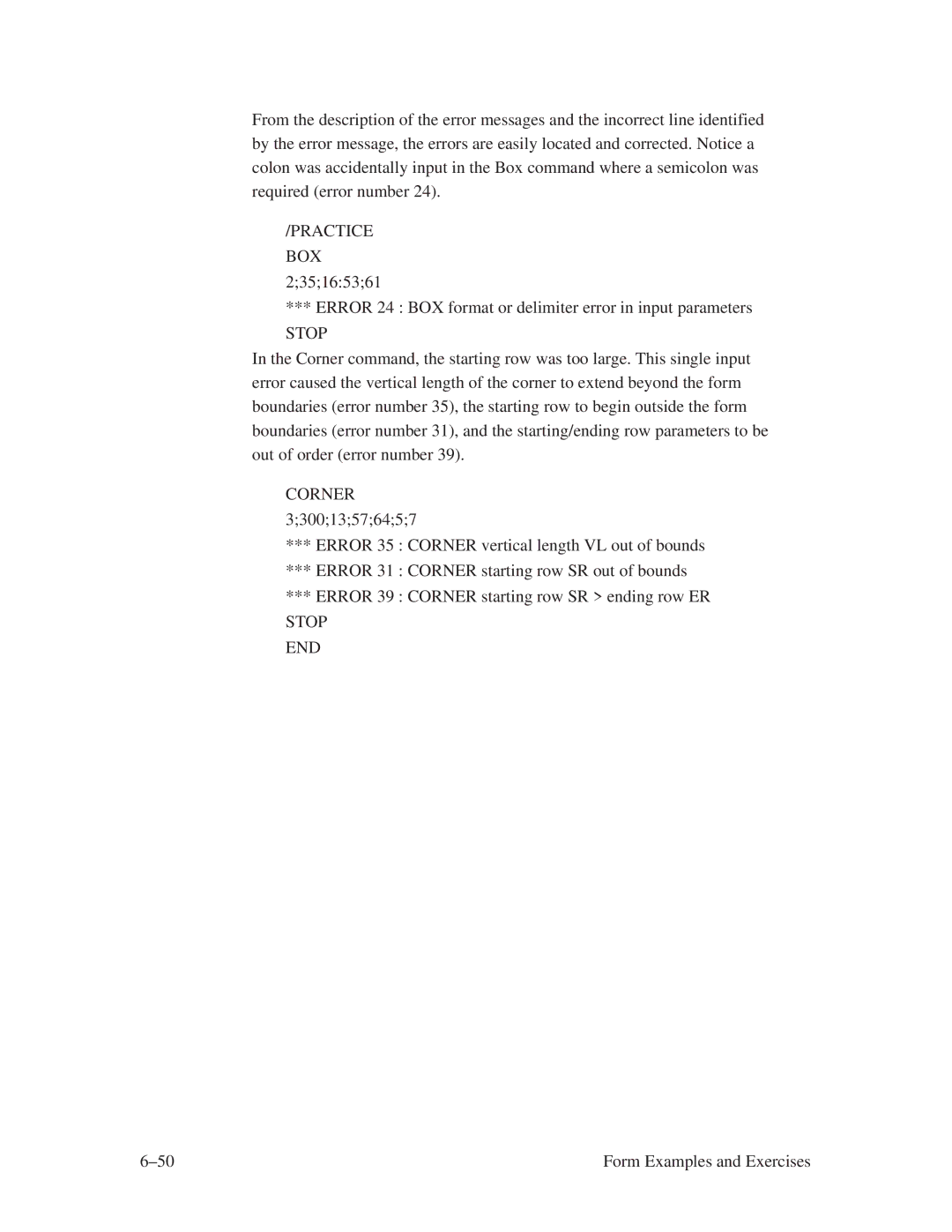 Printronix ThermaLine Series manual ±50 Form Examples and Exercises 