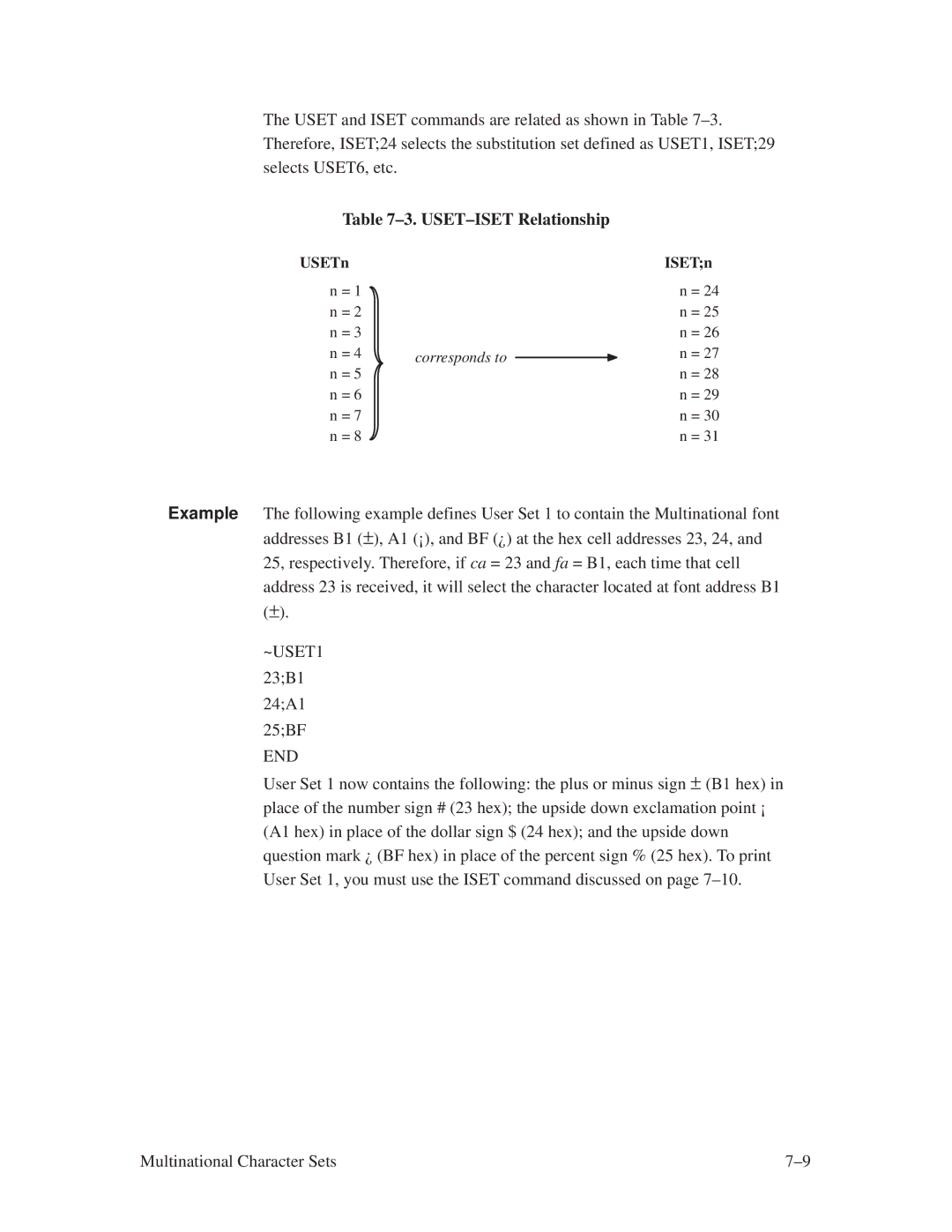 Printronix ThermaLine Series manual ±3. USET±ISET Relationship, ~USET1 