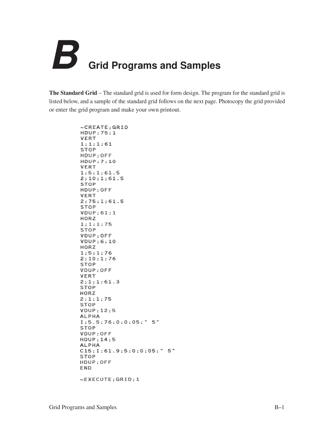 Printronix ThermaLine Series manual Grid Programs and Samples 