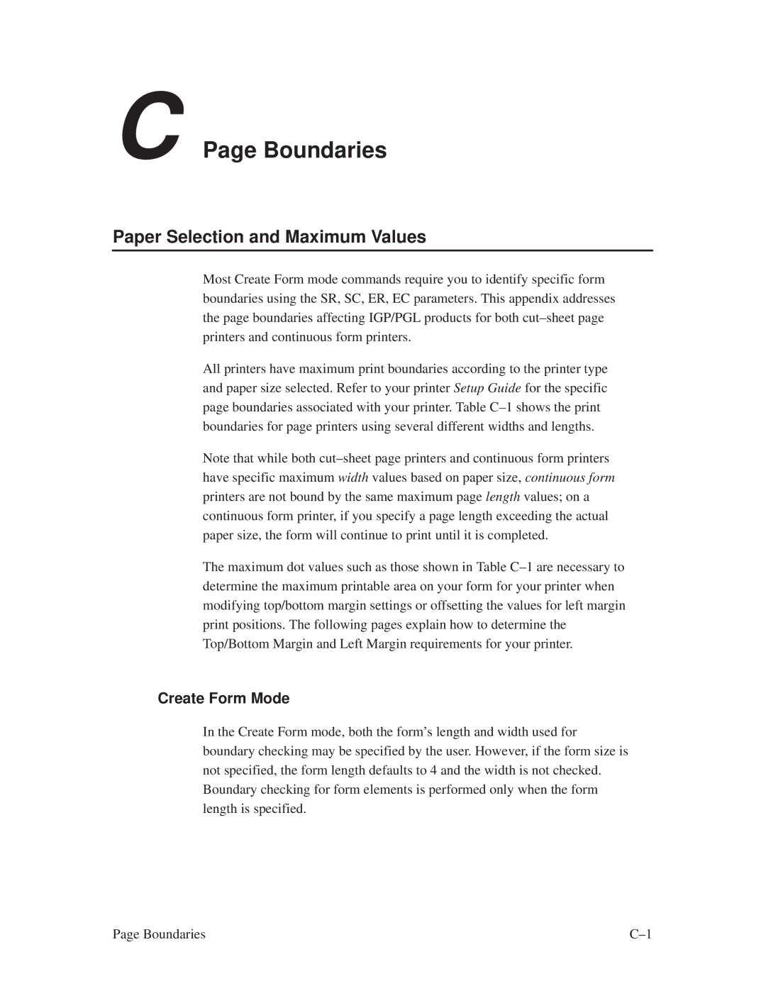 Printronix ThermaLine Series manual Boundaries, Paper Selection and Maximum Values 