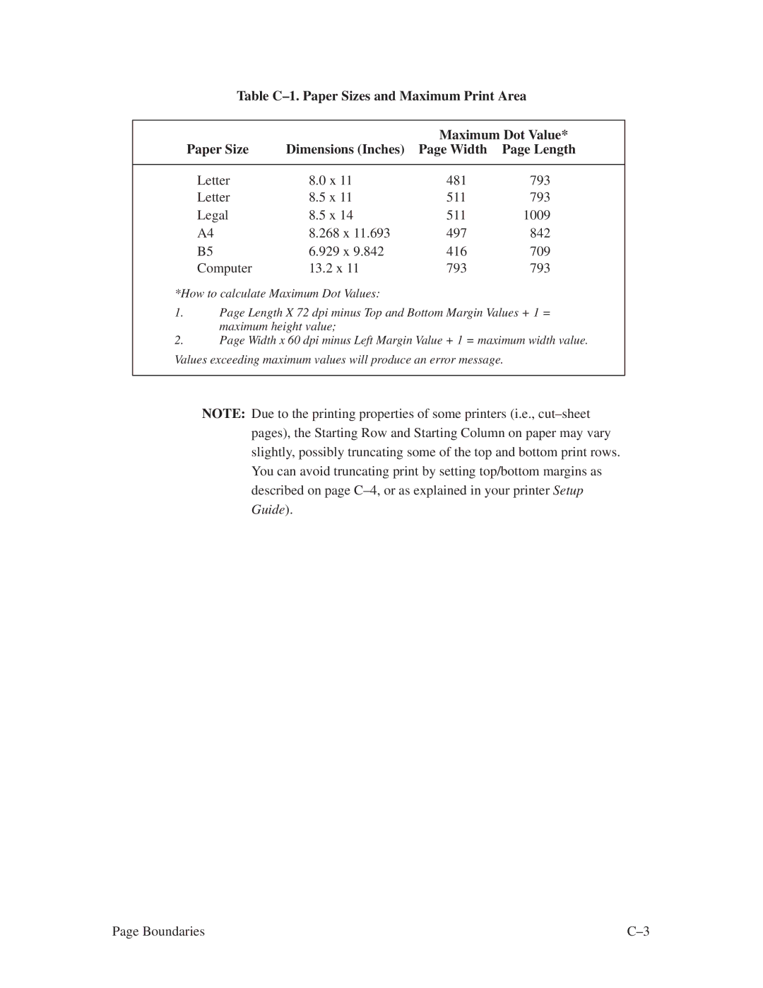 Printronix ThermaLine Series manual Length 