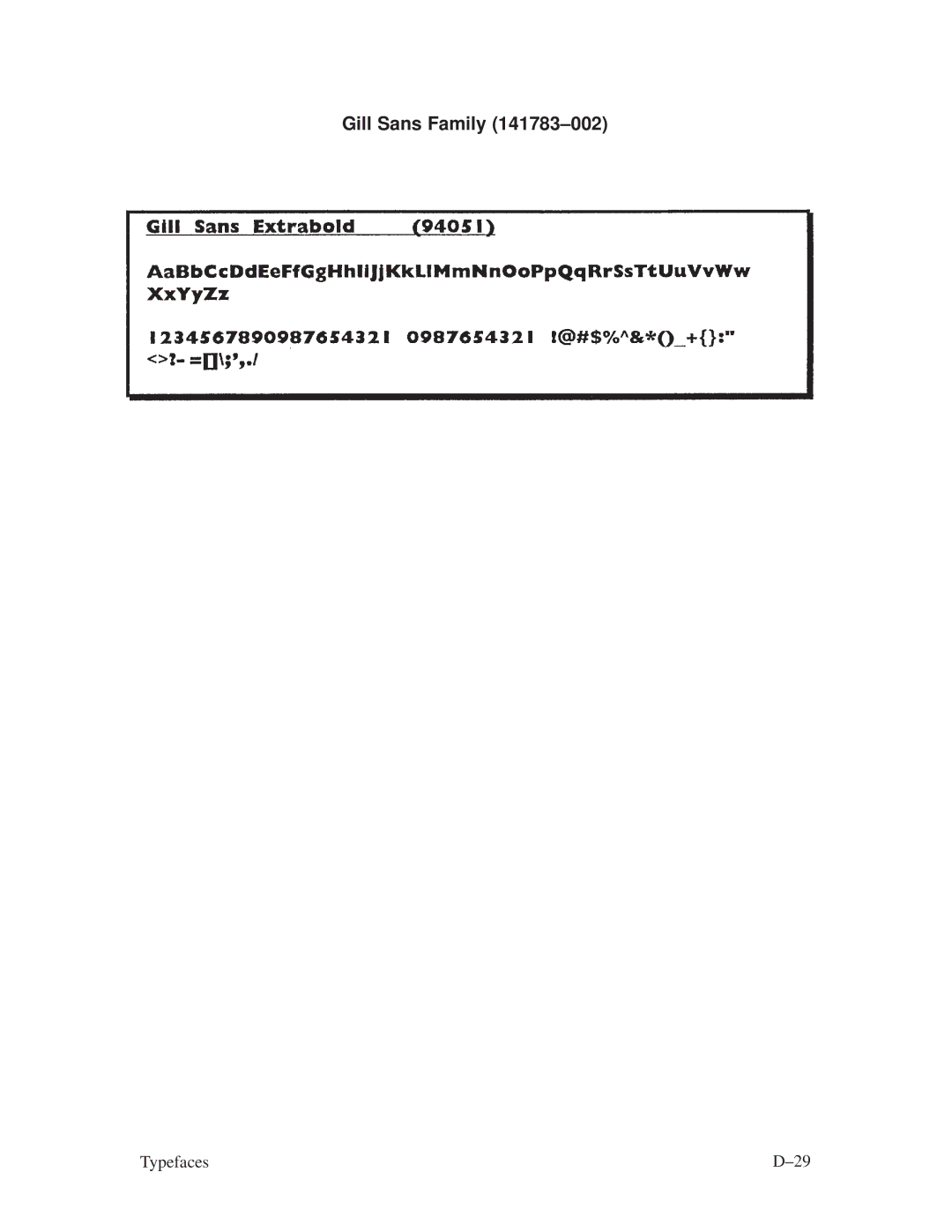 Printronix ThermaLine Series manual Gill Sans Family 141783±002 