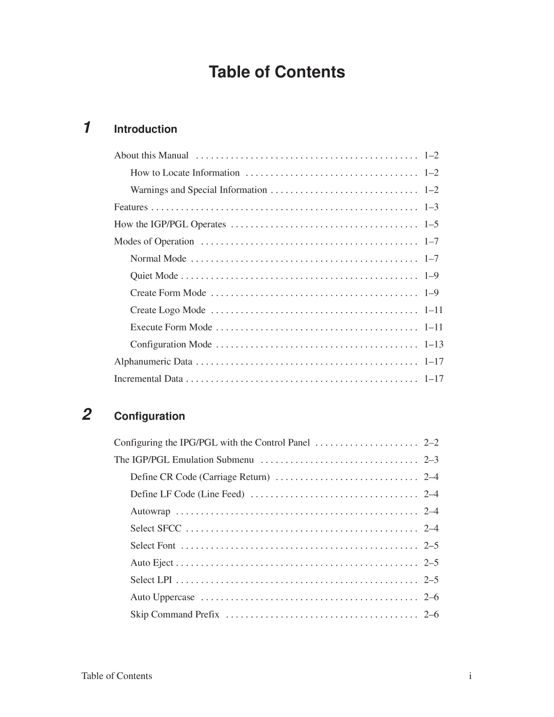 Printronix ThermaLine Series manual Table of Contents 