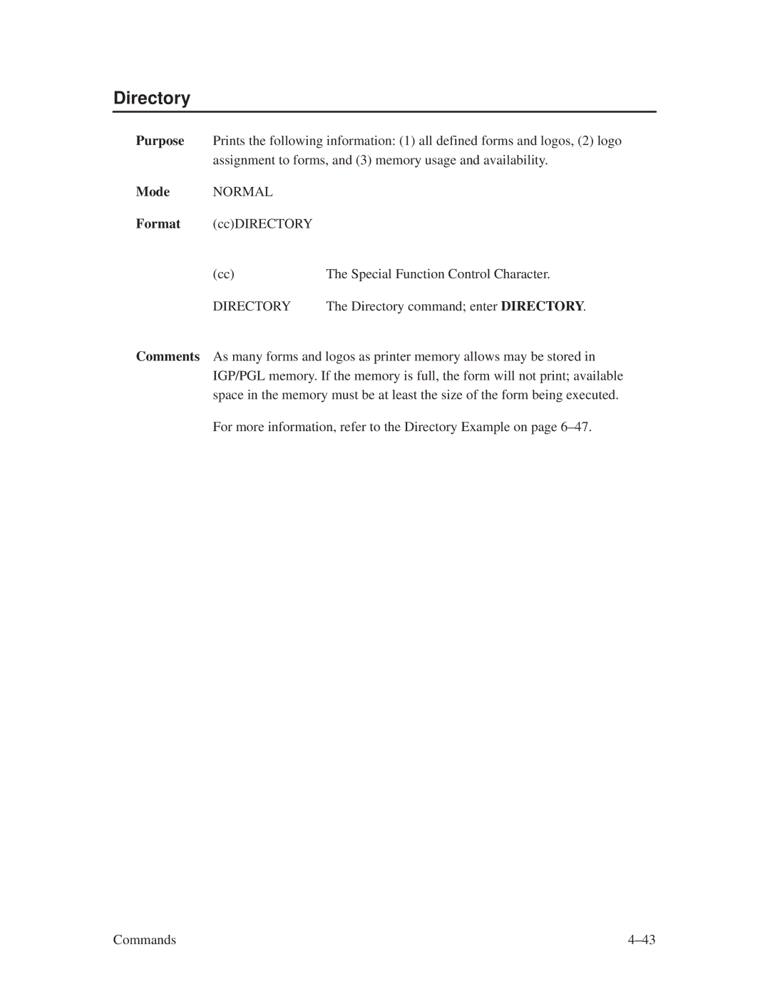 Printronix ThermaLine Series manual Directory 