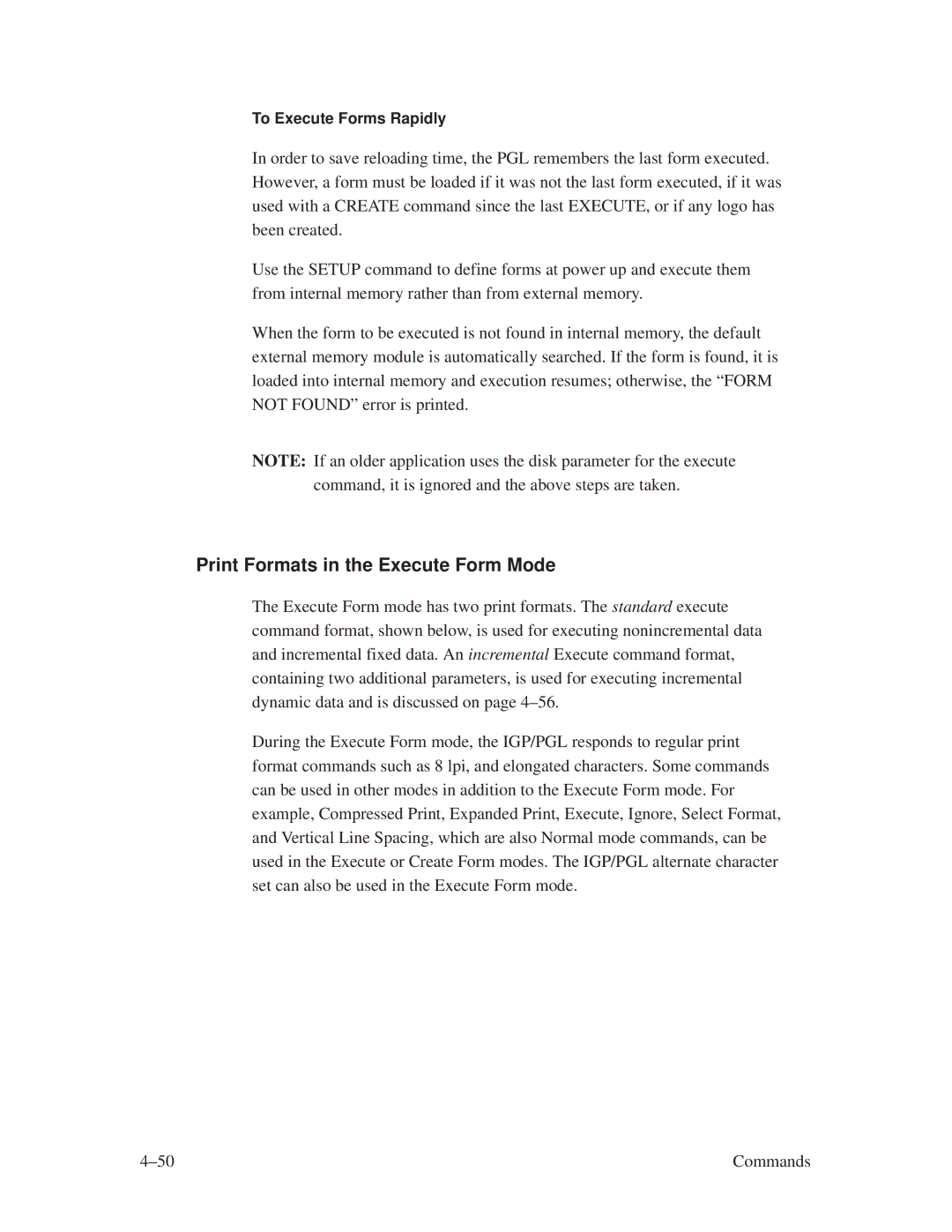 Printronix ThermaLine Series manual Print Formats in the Execute Form Mode 